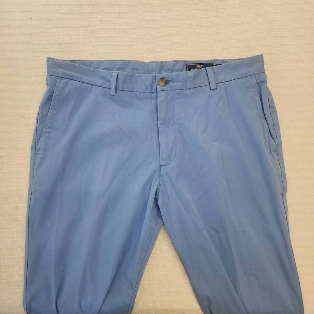 Vineyard Vines Breaker Pant Mens 36x32 Blue Chino Straight Leg Cotton Stretch - Picture 3 of 11